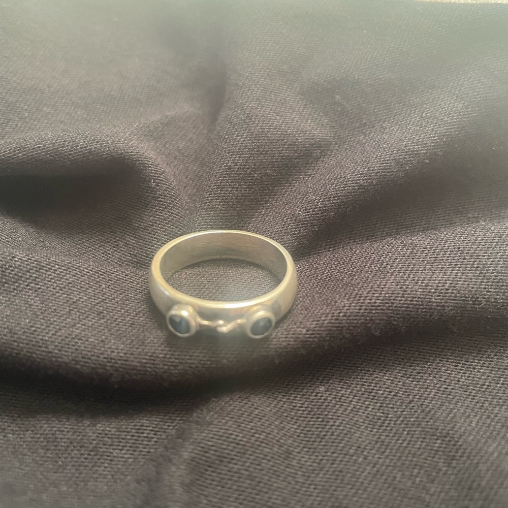 New-Sterling Silver Snaffle Bit Ring W/3mm Synthe… - image 5